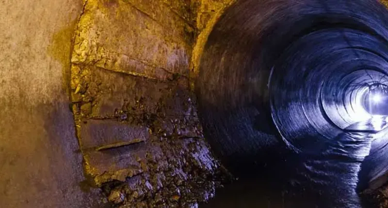 Engineer clearing a blocked drain in a North West home